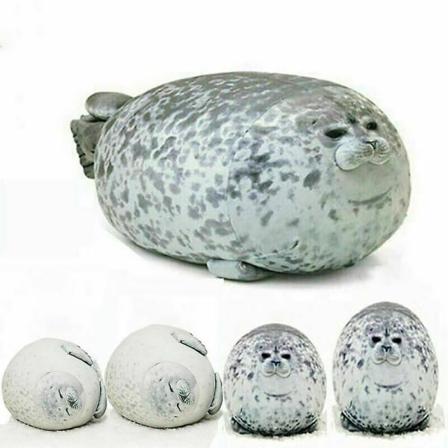 Stor Chubby Blob Fluffy Sæl Plys Ocean Pude Fyldt Dukke Legetøj White 40cm 15.7in