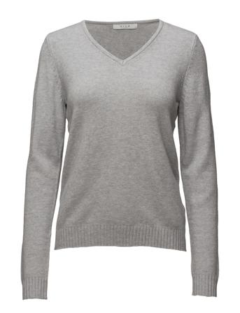 Viril V-Neck L/S Knit Top Pullover Grå Vila
