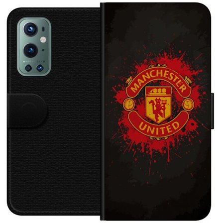 Kompatibelt Lommeboketui til OnePlus OnePlus 9 Pro Manchester United logo i rød og gul farge med røff sportslig bakgrunn