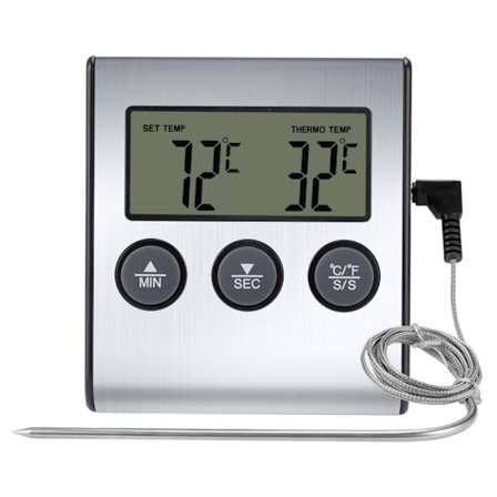 LED Digital Termometer med Sond, Digital Termometer, Mattermometer med Timerfunktion, Matlagnings- och Grilltermometer för Grill, Ugn, 【