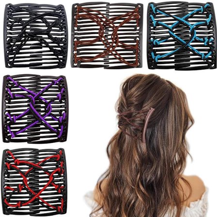 5-pakning Elastiske Magiske Hårkammer - Justerbare for Alle Hårtyper - Hårspenner - For Dutter, Hestehaler & Mer - Ingen Brett