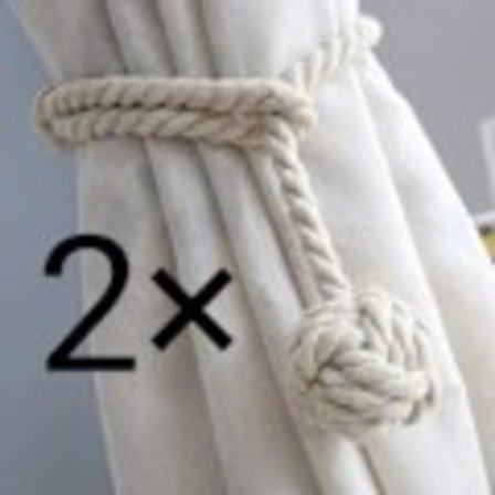 2 verhonpidikettä kiristysnyöreillä, verhonauhat, käsintehdyt puuvillanyörikoristeet (pallolla)