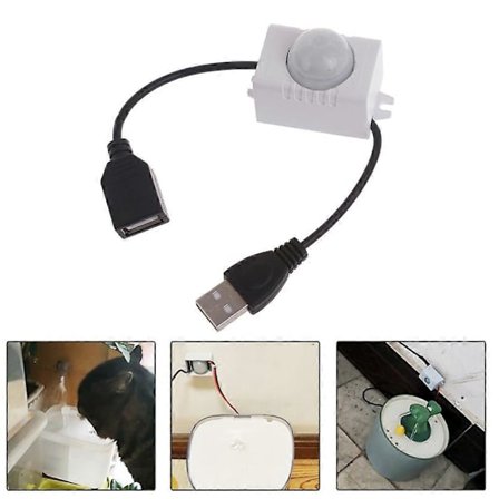 5V USB Strømkabel PIR Bevægelsesaktiveret Mini Krops PIR Sensor Switchs [DB]