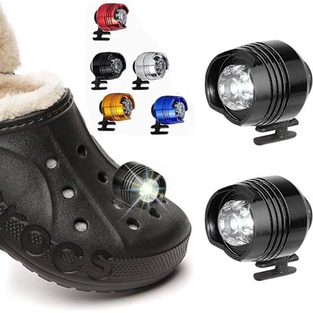 2 kpl LED-valoa Croc-kenkiin (väri: musta), otsavalot Crociin, pienet valot, 2 kpl hauskoja Croc-otsavaloja kenkiin, pienet LED-valot aikuisille ja 