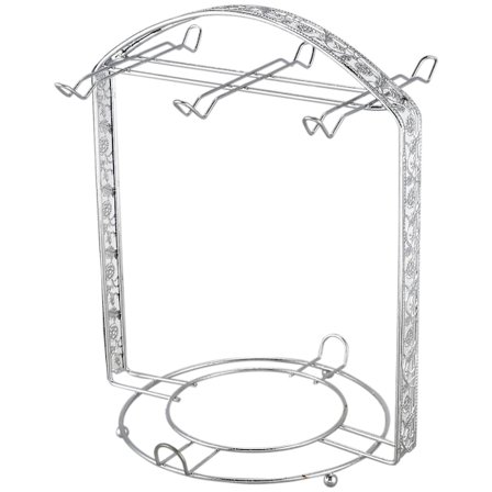 Silverpläterad kaffekopp hällkopp diskställ kan hänga de flesta 6 koppar och fat metallställhållare