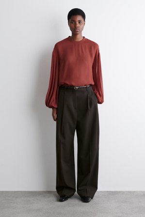 COS Femme Blouse Diaphane À Manches Ballon in Rouge