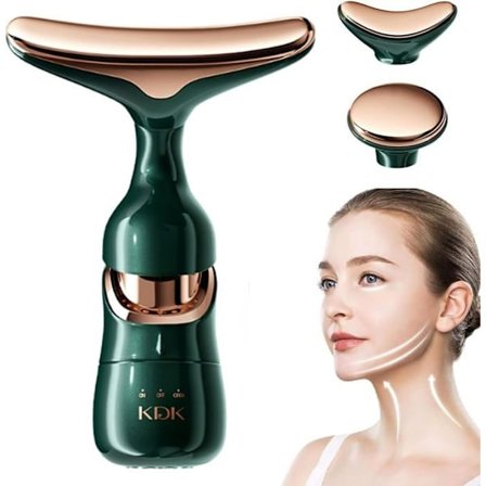 (Grønn) Anti-rynke ansiktsenhet, 3-i-1 ansiktsmassasjeapparat, ansiktsløfteapparat med Gua Sha for ansikt