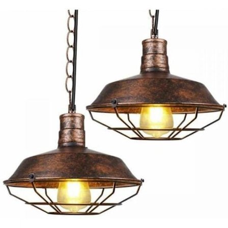 Sett med 2 vintage industrielle pendellamper, retro pendellampe interiørbelysning, kjøkken stue spisestue -GSL