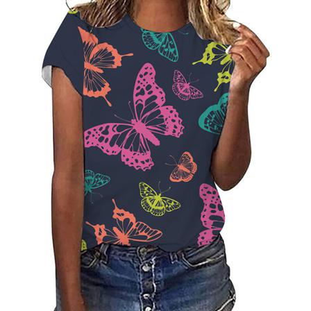Kortärmade Kvinnor T-shirts Med Rund Hals