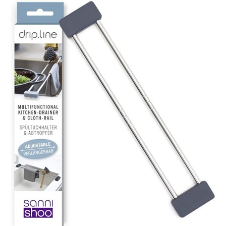 Diskställ med droppbricka (Ren Antracit) - Justerbart, Rostfritt stål & Silikon, Hygienisk förvaring för disktrasor/borstar/flaskor