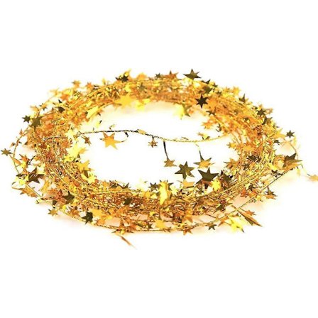 7,5M Stjerneformet Glansgarn Girlande til Juletræspynt (Guld)