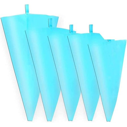 Sininen - 5 uudelleenkäytettävää pursotinpussia, 5 paksua silikonista leivonnaista