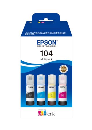 Epson EcoTank 104 - 4-pack - svart, gul, cyan, magenta - original - blekkrefill