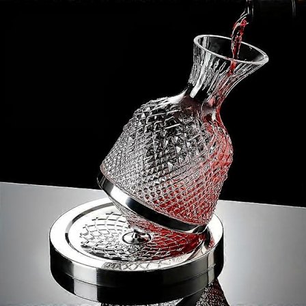 Pyörivä kristallilasi viinikarahvi 1500ML/50OZ - Tyylikäs ruutukuvio, nopea ilmastus, täydellinen lahja viinin ystäville