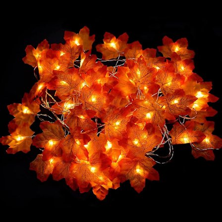 Höstljus Höstdekor Höstdekorationer för hemmet, totalt 19,6 fot 60 LED [2-pack]upplyst höstgirlang, höstlövsljusdekor inomhus utomhus, höstkrans