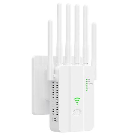 wifi extender, Trådløs wifi signalforstærker 300Mbps, Dækningsområde 3600 kvadratfod (Hvid)