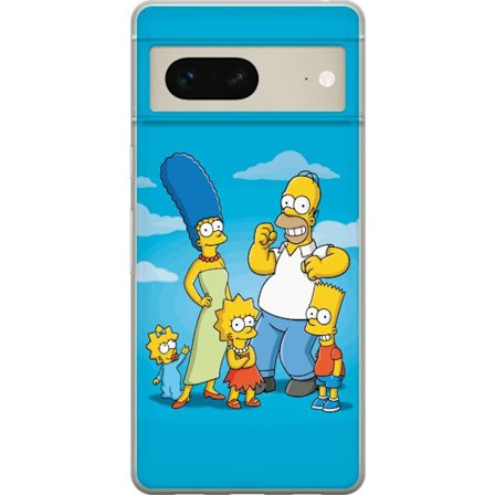 Kompatibel Mobilcover til Google Pixel 7 The Simpsons familieportræt med Homer Marge Bart Lisa og Maggie ikonisk tegnet motiv perfekt til TV-seriefans