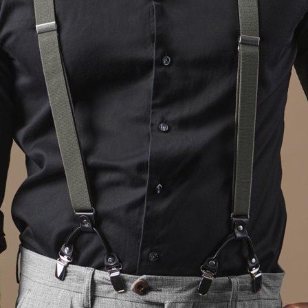 Tirantes de clip finos color gris para hombres - Tirantes con clip