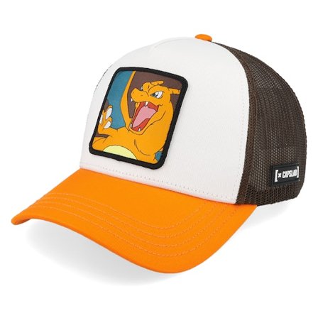 Capslab - Wit trucker Cap - Pokemon Charizared Brown/White/Orange A-Frame Trucker @ Hatstore