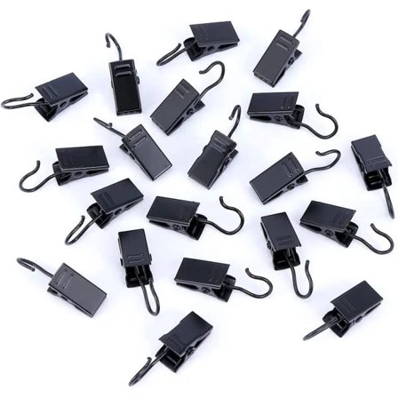 20-pack metallgardinklämmor med krokar för duschdraperier