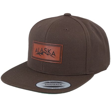 Wild Spirit - Marron snapback Casquette - Engraved Alaska Mountain Box Patch Brown Snapback @ Hatstore