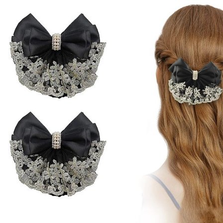 2 stk. Professionel Hårnet til Hårknold med Sløjfe og Kamskåret Blonde Stewardesse Sygeplejerske Hårnål