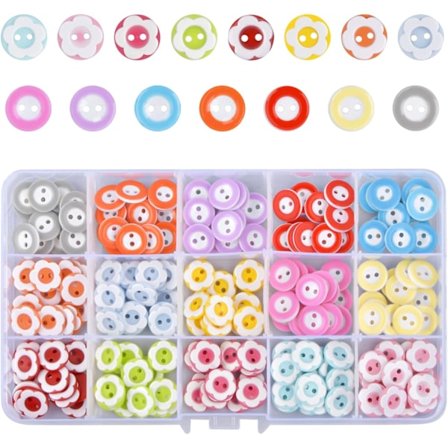 225 Pieces Round Buttons, 12mm Kids Sewing Buttons, Round Sewing Buttons, Colorful Sewing Buttons C