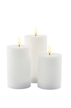 Sirius Smilla Sæt LED Stearinlys 3 stk. Ø7,5xH10/12,5/15cm Hvid, Tøj & Bolig, Lys & Lamper, Led Lys