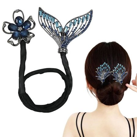 Hvalhale Rhinestone Blomster Hårklemme, Lazy Hair Curler Deft Bun Maker, Ocean Blue Feather Hårnål, Fransk Twist Bun Frisure Shaper
