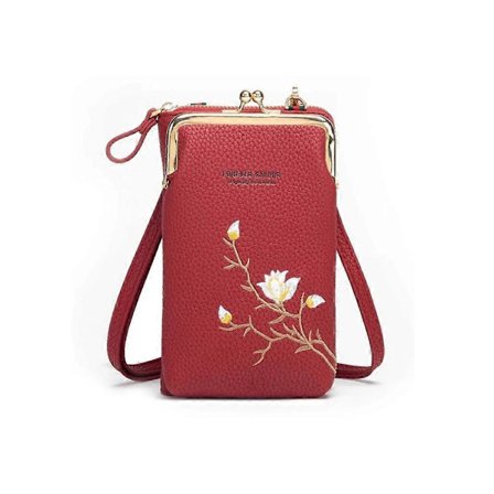 Indefinitet Naisten Sling Cross-Body Lompakko, Declrationun Kirjailtu PU-nahka