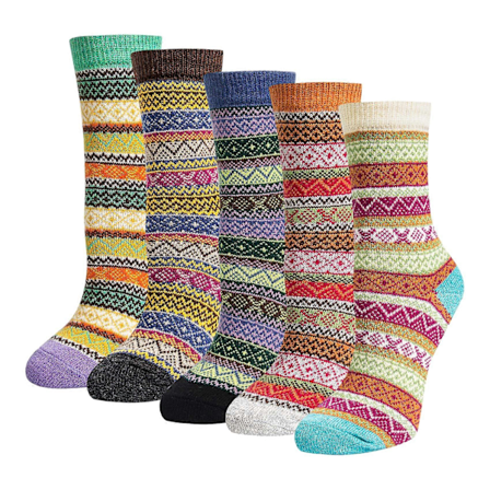 5 Par Merino Uld Sokker Dame Tykke Termiske Strikkede Crew Sokker til Vandring Backpacking Klatring Vinter