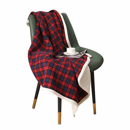 Sherpa Plaid Juleplaid, Blødt og Behageligt Fleece Flannel Tæppe 99 cm X 140 cm