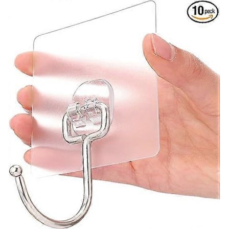 10-pak Allround Store Selvklæbende Kroge, Kraftig Holdbarhed 17 kg (Maks.) Vægkroge til Ophængning, Store Vandtætte Klæbekroge til Organisering