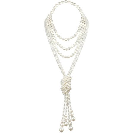 1920'erne Faux Perler Halskæde Vintage Kostume Lang Flapper Perler Tilbehør Hvid