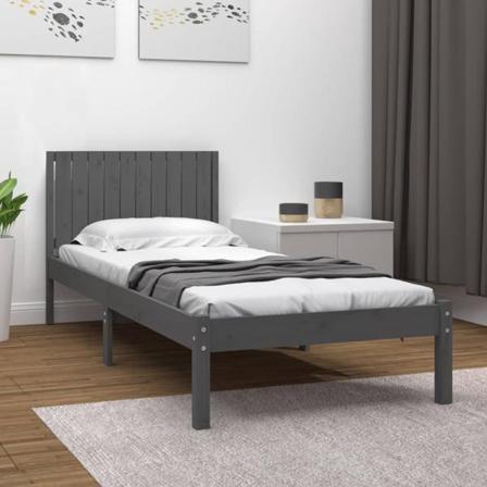 Vidaxl Sängram Grå Massiv Furu 100x200 Cm Grå