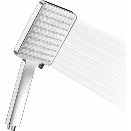 Brusehoved - Vandsparende - Trykforstærkning - Regnbrusehoved med 6 spraytyper - Håndbruser - Stort tryk - (Brusehoved uden slange) KLB