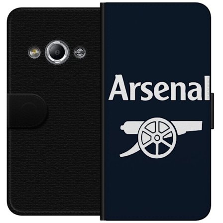 Kompatibelt Lommeboketui til Samsung Galaxy Xcover 3 Arsenal FC logo - mørkeblå og hvit design med klassisk kanon, perfekt for sportsfans