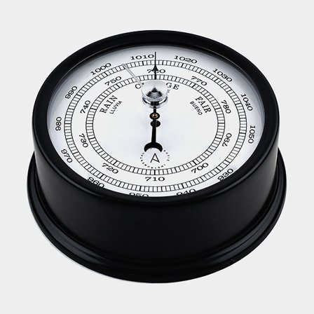 Barometer Autonautic Atlantic B95N, Ø70/95 mm, zwart aluminium