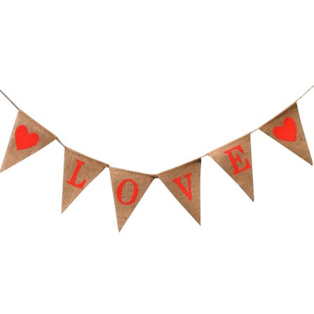 Love Triangle Linned Hængende Flag Banner til Bryllup Brude Brusebad Frieri Dekoration