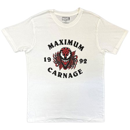 Marvel Comics Unisex Vuxen Maximum Carnage T-Shirt XXL Vit