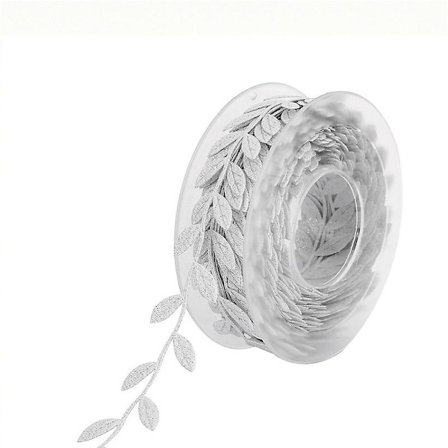 15m spetskant hantverk blad rotting girlang band DIY blad dekorativt band (silver)