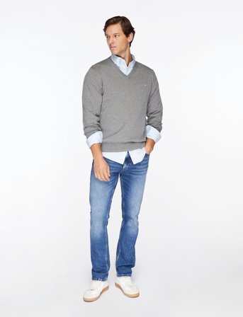 GANT Classic Cotton V-Neck - Grey - L