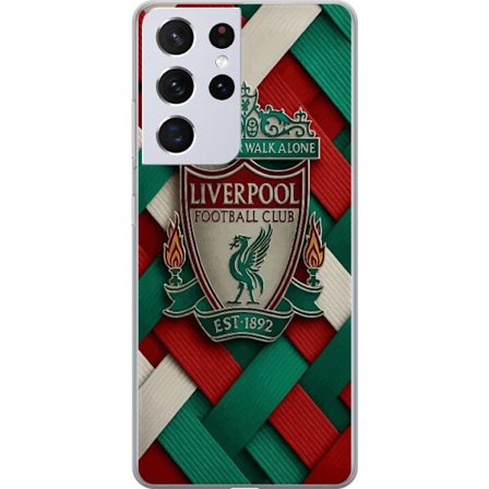 Yhteensopiva Puhelinkuori Samsung Samsung Galaxy S21 Ultra 5G Liverpool Football Clubin tunnus, jossa You'll Never Walk Alone voimakkaassa graafisessa