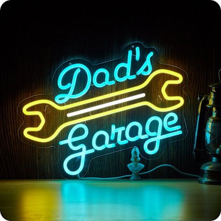 Garage Neonskylt för väggdekor Pappas Garage LED-lampa Bilskyltar för Bilverkstad Mancave Verkstad Gåva till Far