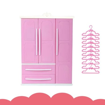30 cm Barbie-nuken vaatekaappi, lasten lelut vaatteet huonekalut kaappi
