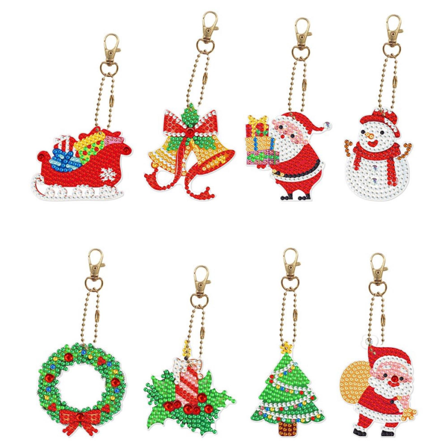Jul Akryl Diamantmålning Nyckelring Diy Hänge
