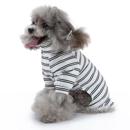 PET sommer t - shirt (White Stripe - S), 4-benet stribet hund pa