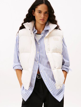 Tommy Jeans Tjw Alaska Grid Down Vest - Cream - XS