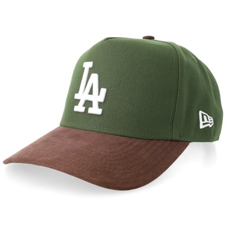 New Era - MLB Green adjustable Czapka Z Daszkiem - Los Angeles Dodgers Suede Visor E-frame Green/Brown Adjustable @ Hatstore