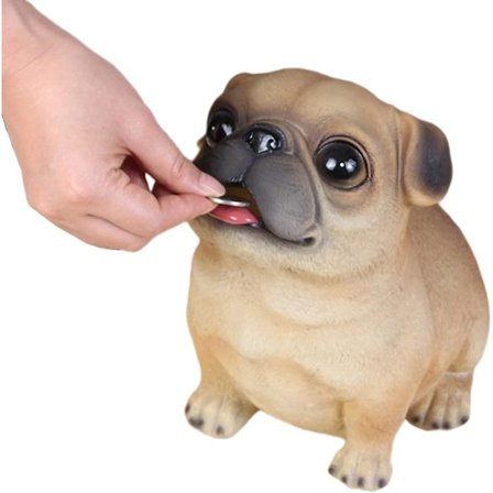 Hund Spargris, Okrossbar Stor Myntbank, Lämplig för Barn Pojkar Flickor Vuxna, Söt Mops Spargris, Jul-/Födelsedagspresent Bank